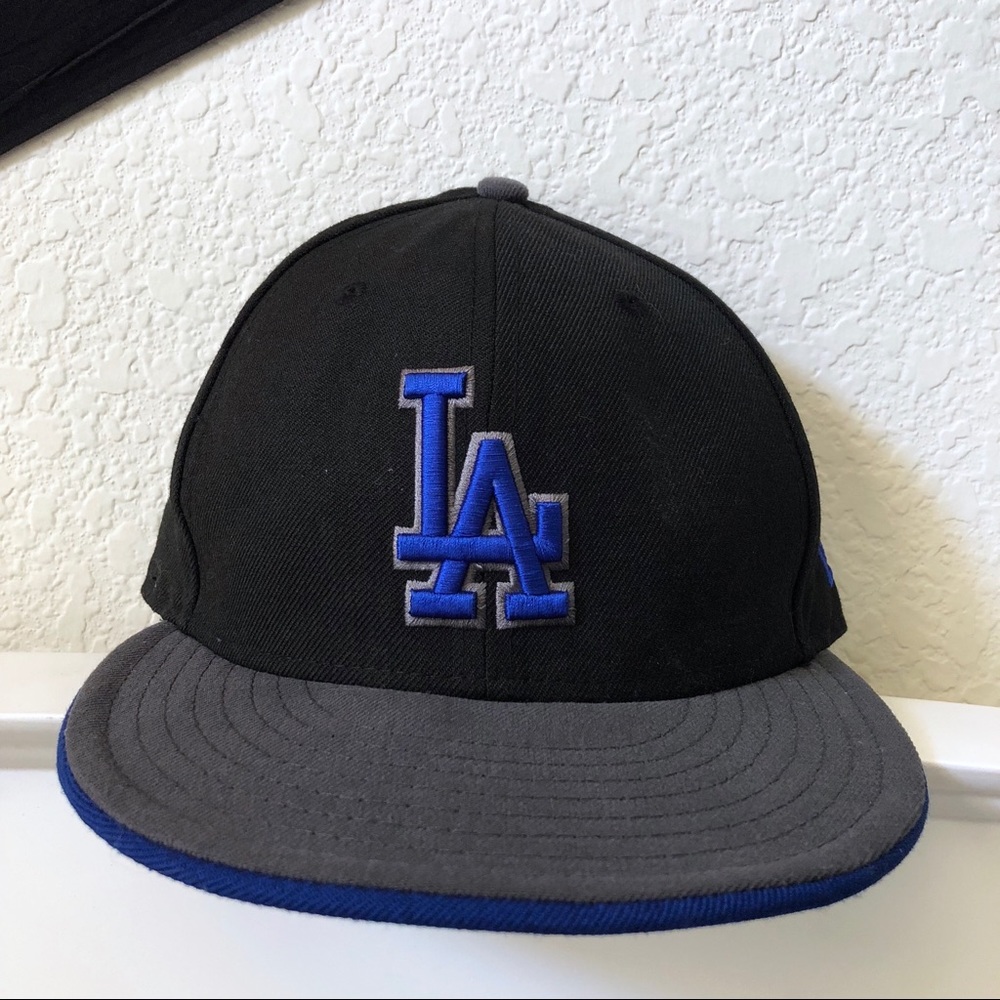 Dodgers New Era Black w/Gray Lid Fitted Hat